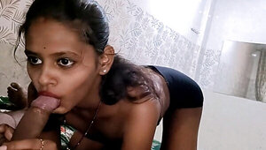 Gorgeous chick from India giving a deepthroated BJ