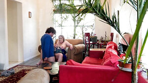 Stepmom showing how she handles hard cock to her stepson