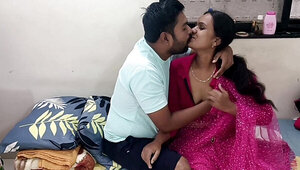 Chubby man and his wife are making love in the bedroom