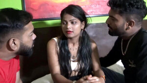 A couple of tourists end up having a threesome in a hotel