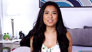 Seductive engaging asian smashing boobs and cunt with dildo