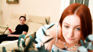 Passionate red head teen gets creampie from long dick