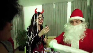 Santa uses huge cock to dominate that gorgeous pussy