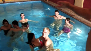 College sex party in the pool turns into a wild orgy