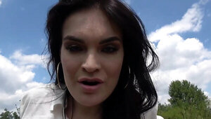 Public pleasures for a brunette with a very pretty face