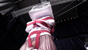 Tied up brunette feels how it is to be on the other side