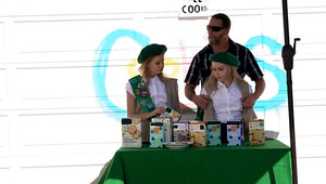 Girl scout babes give their ass if you buy cookies