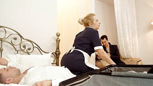 Room service lady gets to enjoy a younger dick inside