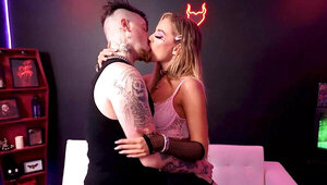 Goth whore Blake Blossom sucking and riding her lover