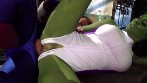 She-Hulk is banged by a naughty man in this cosplay scene