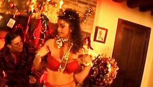 Exotic babe gets her hairy pussy banged hardcore on Xmas