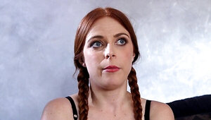 Redheaded girl surrenders to his oral desires big time
