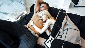 Petite blonde gets her pussy devoured by her step bro