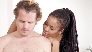 Sweet sinner Kira Noir having interracial with Robby