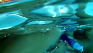 Lesbian trio masturbate under the water enjoying time at pool