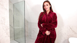 Rose Red playing with her body in the bathroom