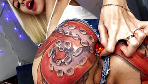 Telari Love with octopus tattoo nails ass with humongous sex toy