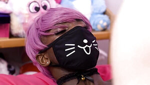 Black femboy gives a blowjob and impales himself on a BWC