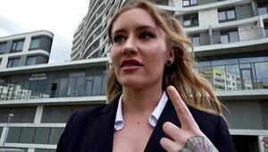 Blonde with big boobs is going to enjoy POV loving