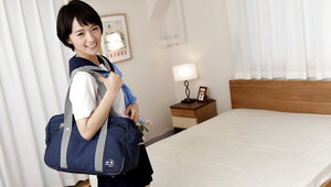 Tiny brunette shows her masturbation routine to a curious guy