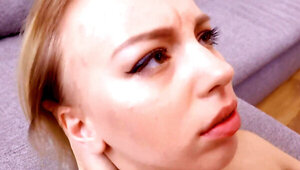 Submissive blonde begs her man to be fucked in the ass