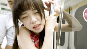 Public screwing on the train for the petite chick Yuli