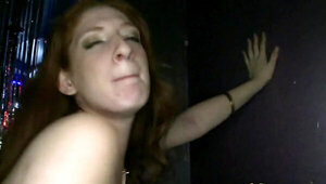 Hot redhead fucked at the strip club and cumming on his dick