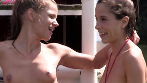 Girls in sexy bikinis fool around and get ready to get off