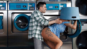 Undercover banging in the laundromat for a horny couple
