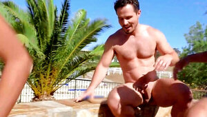 Poolside orgy showing girls who get freaky with cocks
