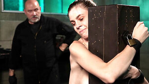 Extreme bondage session with a horny skinny brunette