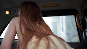 Thick redhead Eva Berger stuffed in the fake taxi