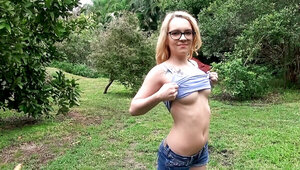 Haley Mae and her perfect perky tits in an outdoor fuck video