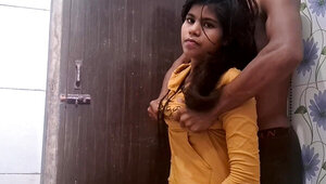 Cute Indian teen giving a blowjob and getting fucked