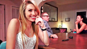 Cute teen is seen swallowing semen like a pro