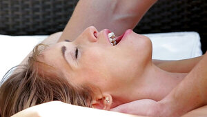 A brunette with natural boobs and a sexy small ass is getting penetrated