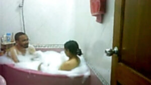 Desi bhabhi taking tub with hubby's elder bone