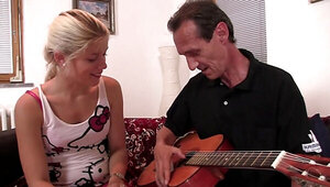 Guitar playing older dude seduces his son's girlfriend