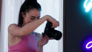 Taking some photos as foreplay for the lesbian lovemaking