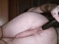 Hairy Boy Plays with His Hairy Ass and a Dildo