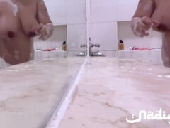 Beautiful Arab Chubby Wife with Big Tits Taking a Bath