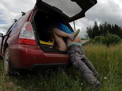Amateur, Voiture, Éjaculation interne, Poilue, Mature, De plein air