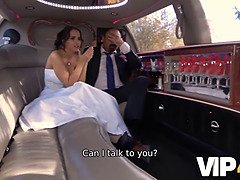 Bride permits husband to watch her having ass scored in limo