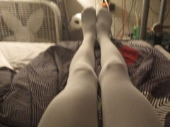 I Have My Green 50 Denier Tights on Under My Faux Skin Brown Tights on Under My White Tights.