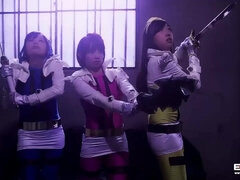 Cute teen Japanese power rangers gets fucked by the villains