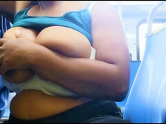 Desi Aunty Play with Big Boobs in the Bus