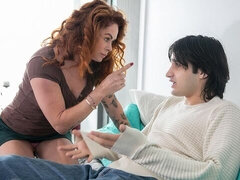 Curly-haired redhead Molly Manning is enjoying dick-sucking