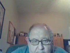 Grandpa cums on webcam