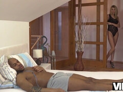 Nice blonde babe wants to try big cock of black hotel guest