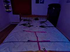 Sissy maid self bondage tied to bed